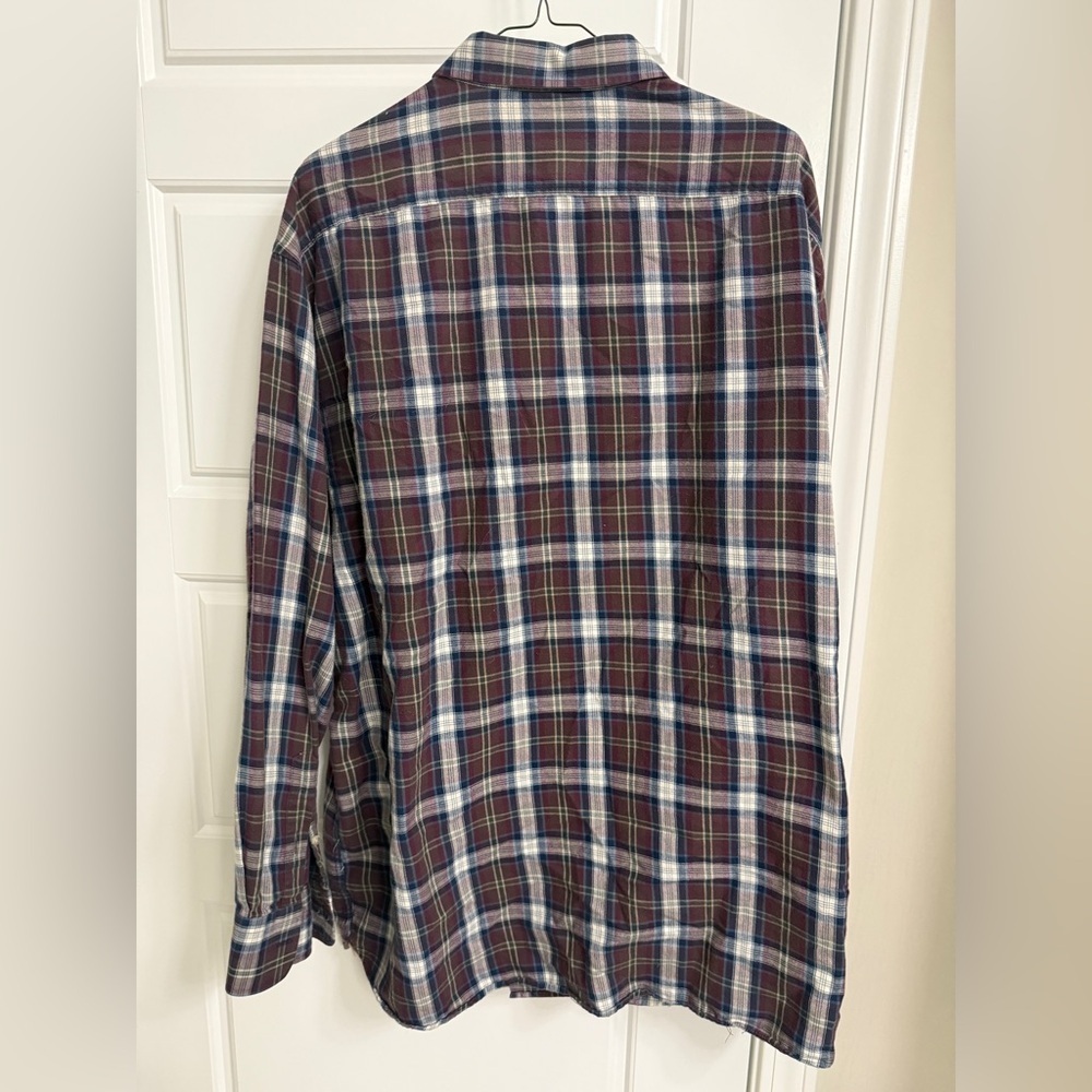 Joseph Abboud Cotton Cashmere Soft Burgundy Plaid Shirt XL Big and Tall Classic - Picture 6 of 7